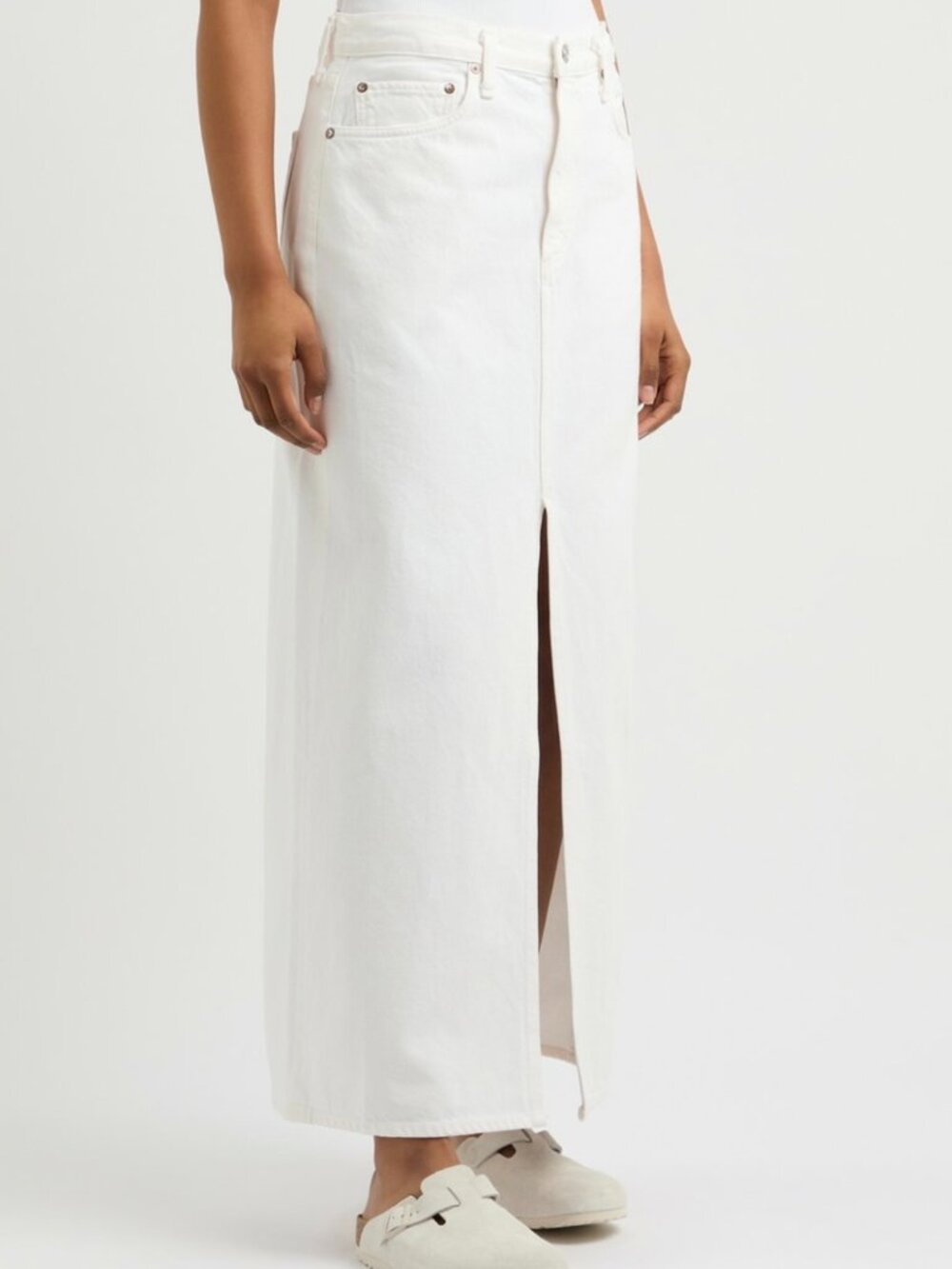 Agolde White Leif Denim Maxi Skirt Size 29